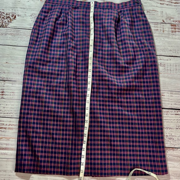 VINTAGE wool PENDLETON houndstooth skirt purple navy vintage size 14 POCKETS - Picture 8 of 9